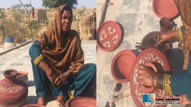 Photo of مٹی کے برتنوں پر ڈیزائن بنانے کے فن کو زندہ رکھنے والی سندھی کمہار خواتین